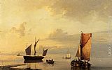 Johannes Hermanus Koekkoek Canvas Paintings - Shipping In A Calm